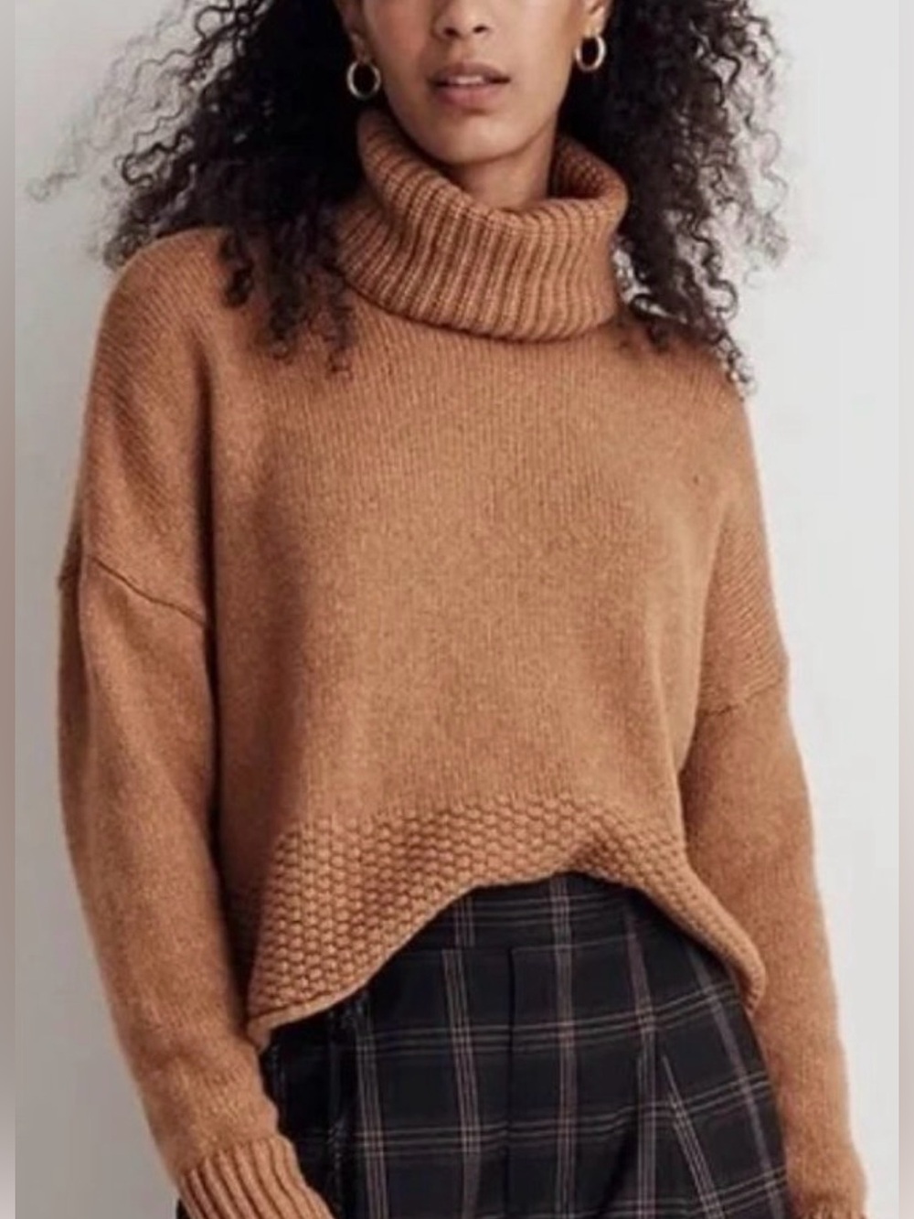 Madewell Sadler Turtleneck Sweater-Heather Camel Brown-Women’s Size Small - Picture 10 of 12